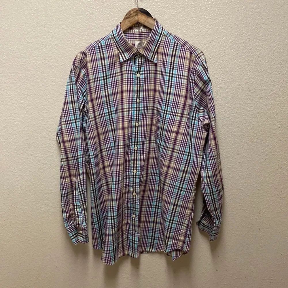 Peter Millar Plaid Button Down Shirt Large